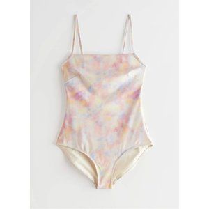 & Other Stories Printed One-Piece Swimsuit in Pink Watercolor (NWT)